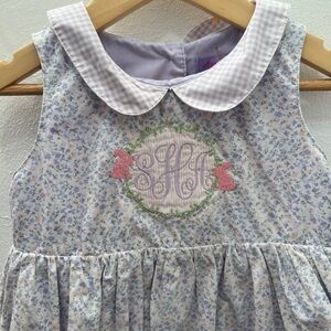 Lavender Floral Peter Pan Collar Dress with Embroidered Monogram